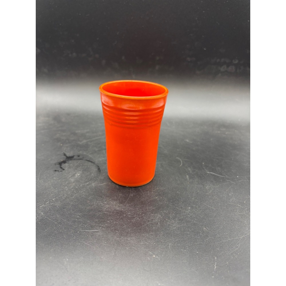 Fiesta Poppy Juice Tumbler Orange Red Concentric‎ Rings Ceramic Cup 3.5oz